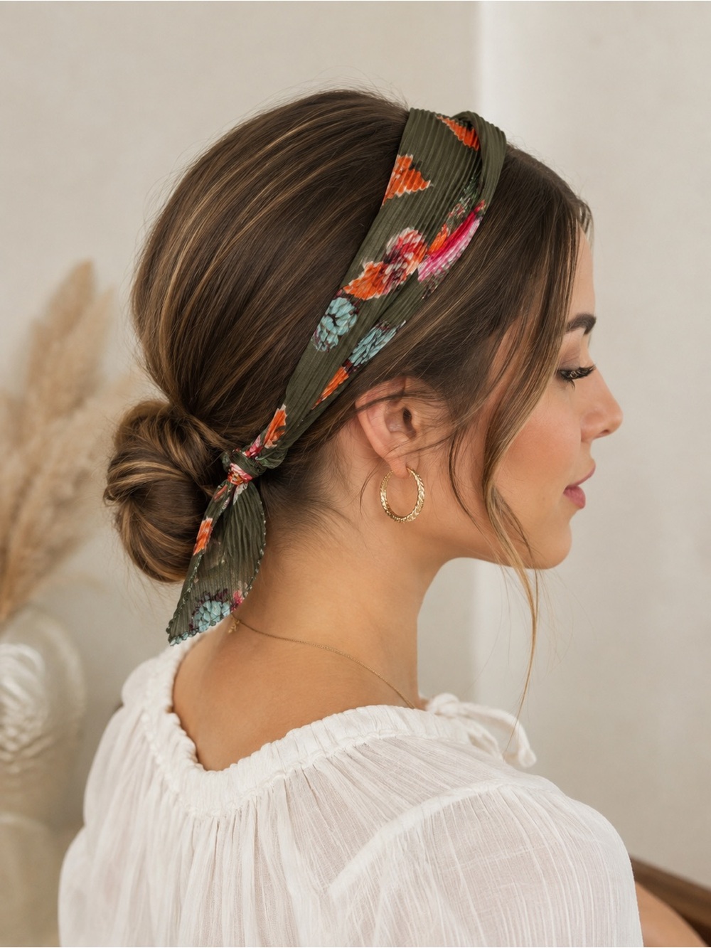 Olive Floral Twist Headband